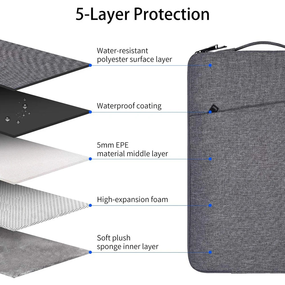 Easy Travel 15 Inch Laptop Sleeve Extra Front Pocket - Lightweight & Practical Design