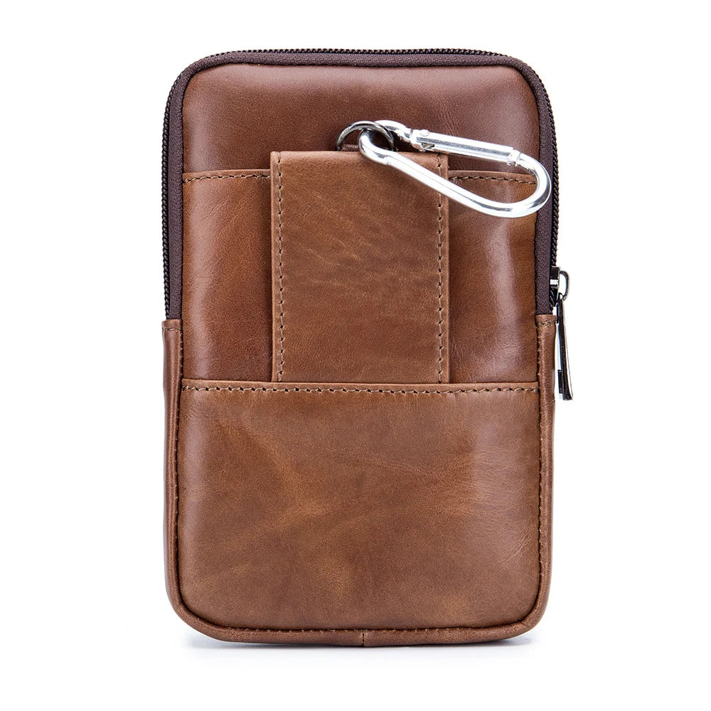 Premium Leather Belt Bag – Lightweight Waist Pack for Mobile Phone, Cards & Keys – Ideal for Hiking, Camping, Climbing & Cycling