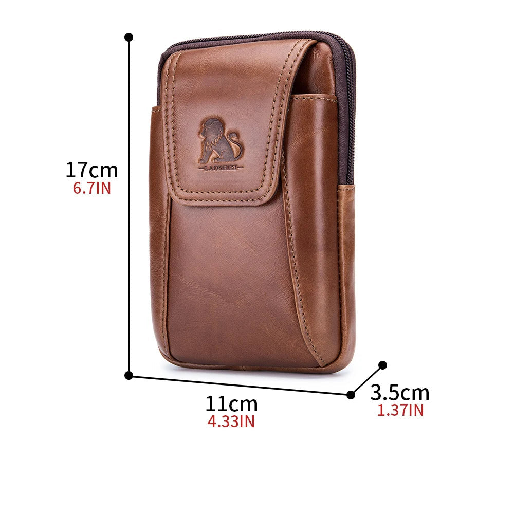 Premium Leather Belt Bag – Lightweight Waist Pack for Mobile Phone, Cards & Keys – Ideal for Hiking, Camping, Climbing & Cycling