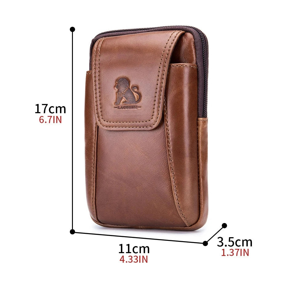 Premium Leather Belt Bag – Lightweight Waist Pack for Mobile Phone, Cards & Keys – Ideal for Hiking, Camping, Climbing & Cycling