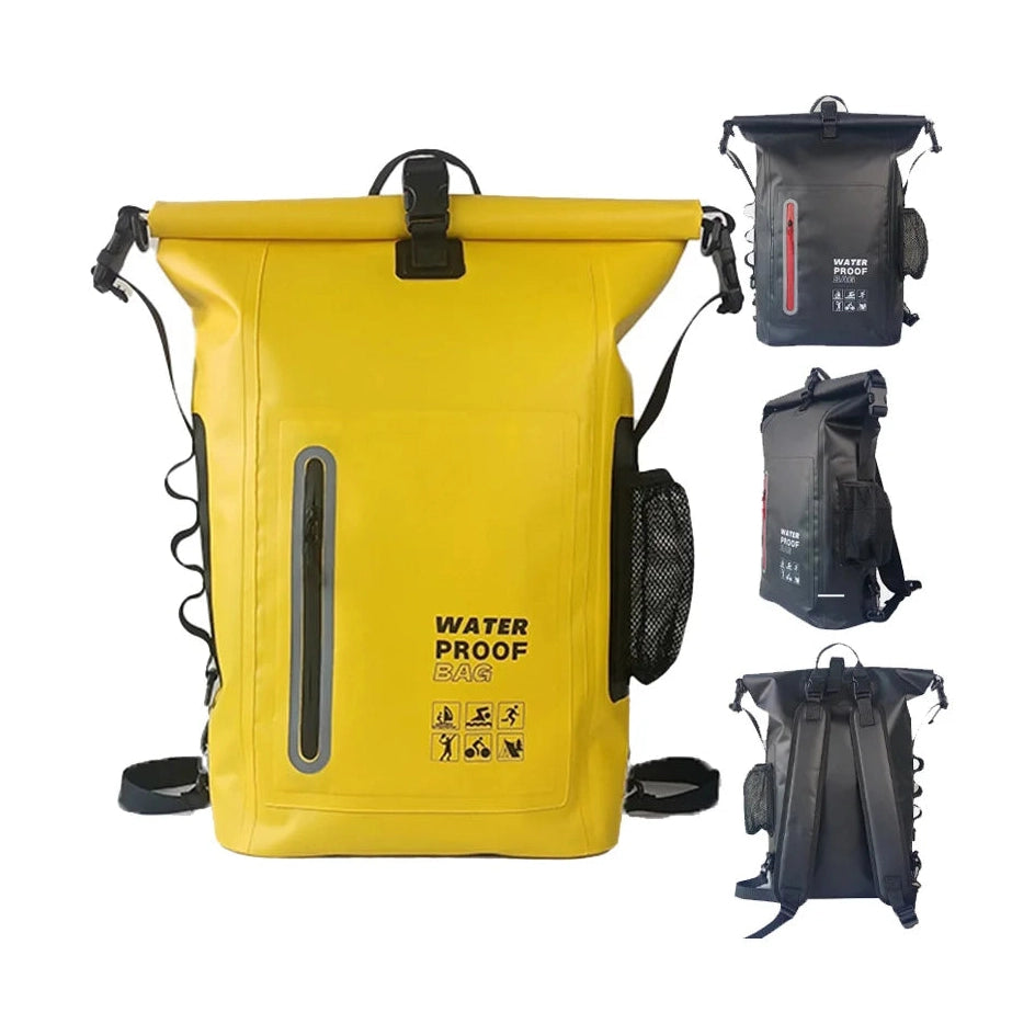 Fully Waterproof Rolltop Backpack with Front & Side Pockets – Boating, Kayaking & Cycling