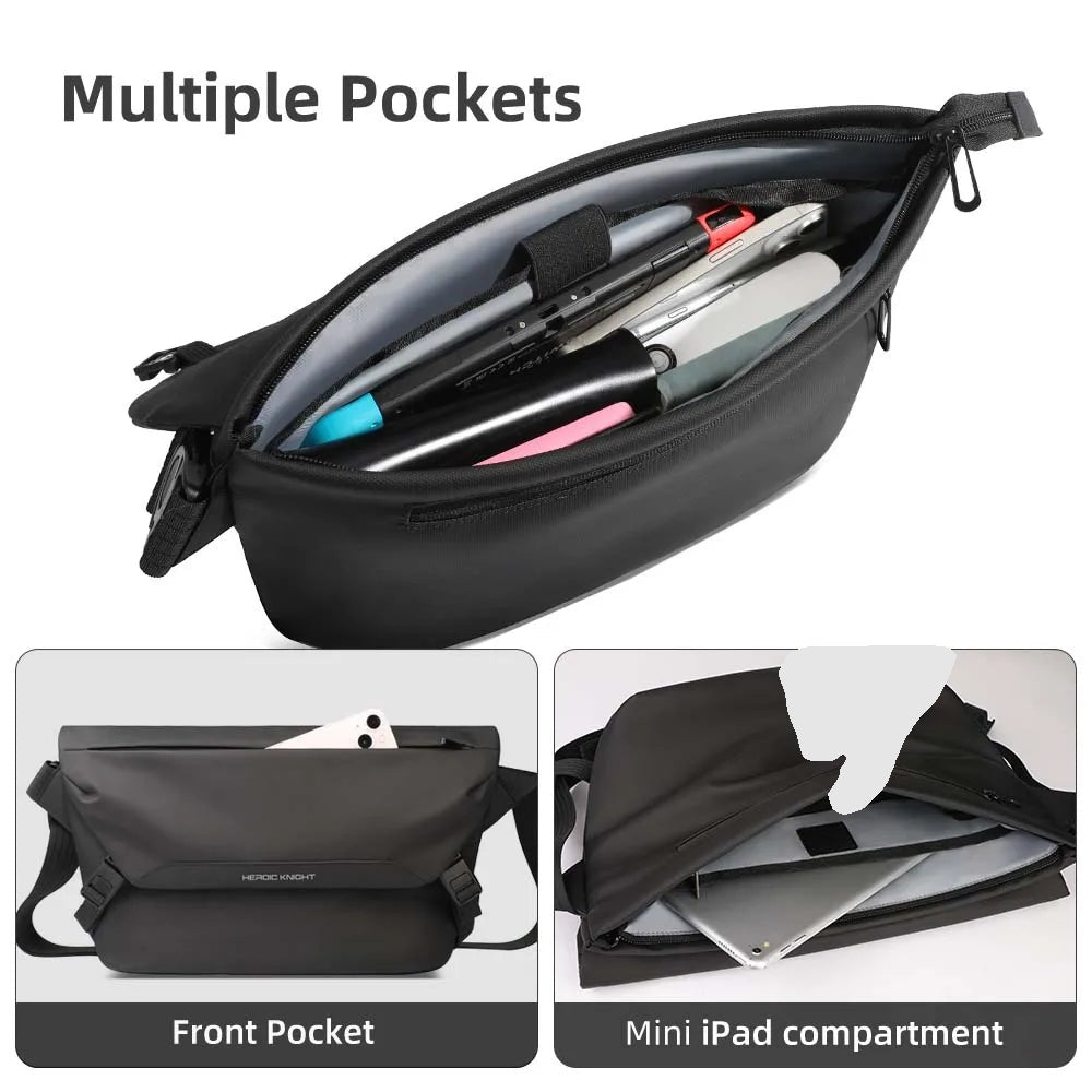 Men’s Shoulder Crossbody Messenger Bag – Water-Resistant Side Bag for 11-Inch iPad & Smartphone – Multiple Compartments for Outdoor, Cycling & Everyday Use