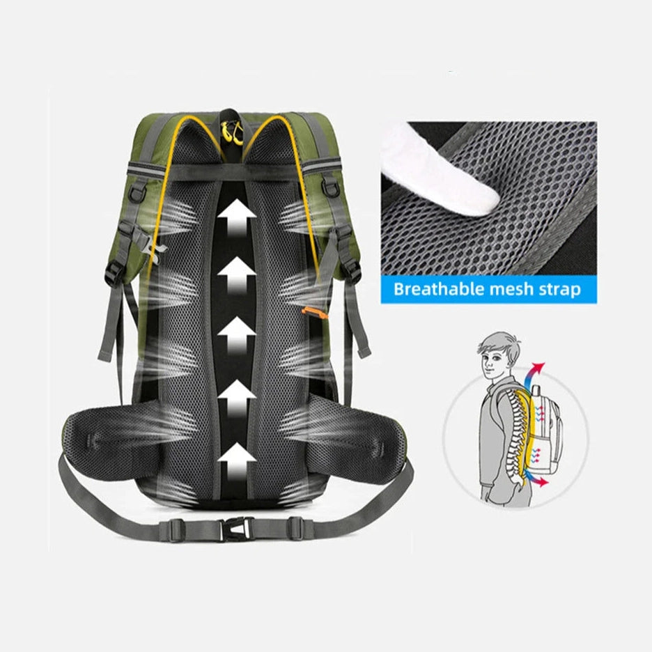 Travel Backpack 50L – Waterproof with Side Pockets, Walking Stick Straps & Multiple Compartments for Hiking & Outdoor Adventures