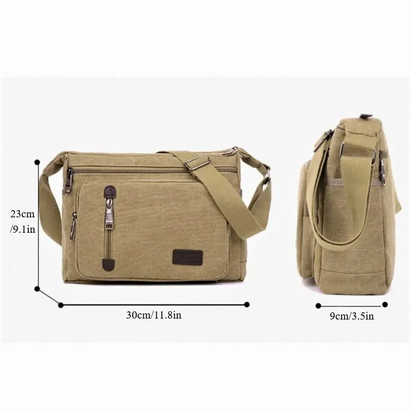Vintage Crossbody Bag – Stylish Multi-Pockets Shoulder Bag for Men & Women – Casual & Functional Design