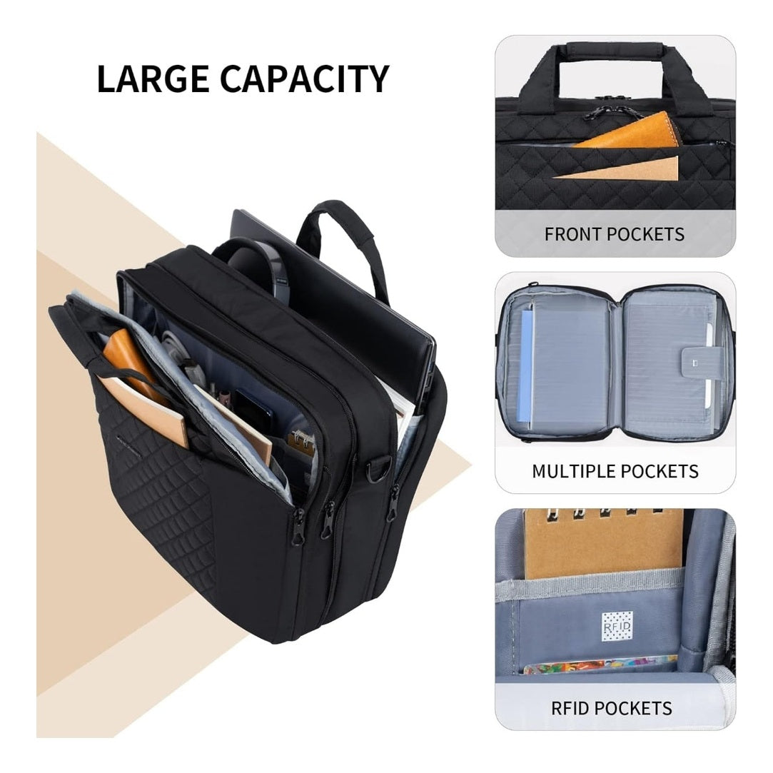 Laptop Shoulder Bag 17-Inch Quilted - Water Resistant - RFID-Protected Lightweight - Stylish - Men & Women