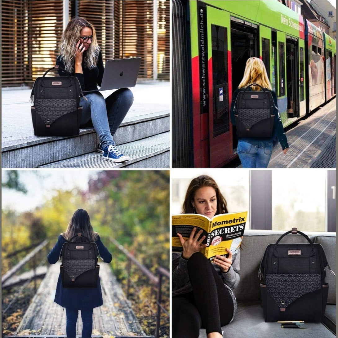 Laptop Bag 15.6-Inch Lightweight, Water Resistant Shoulder Backpack with USB Port, Unisex