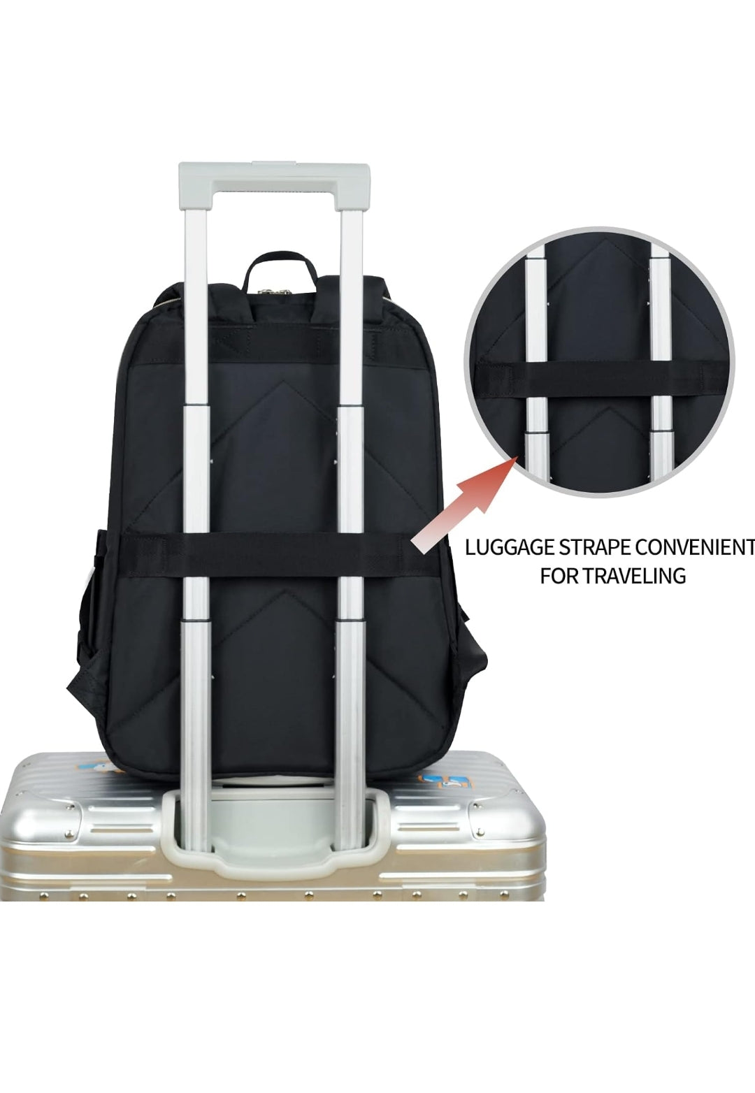 Kroser 15.6-Inch Laptop Backpack Water-Resistant, Lightweight & Spacious with Gold Zippers – Unisex, Black