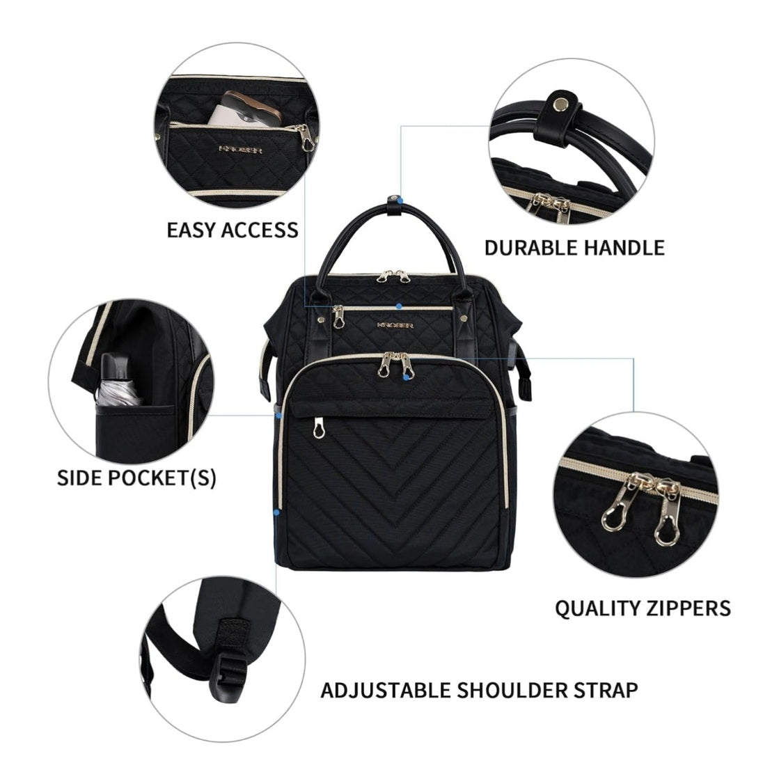 Laptop Backpack 17-Inch Durable Water-Resistant & RFID Safe, Lightweight with Stylish Gold Zippers
