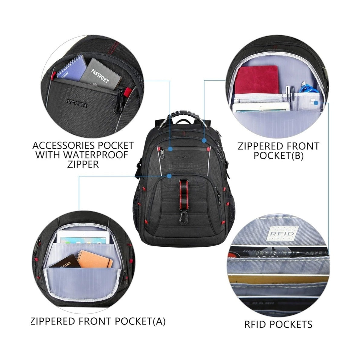 Travel Laptop Backpack 48L TSA-Friendly - Water Resistant & Anti Theft – Zip Lock - Fits 17 inch Laptops - Black