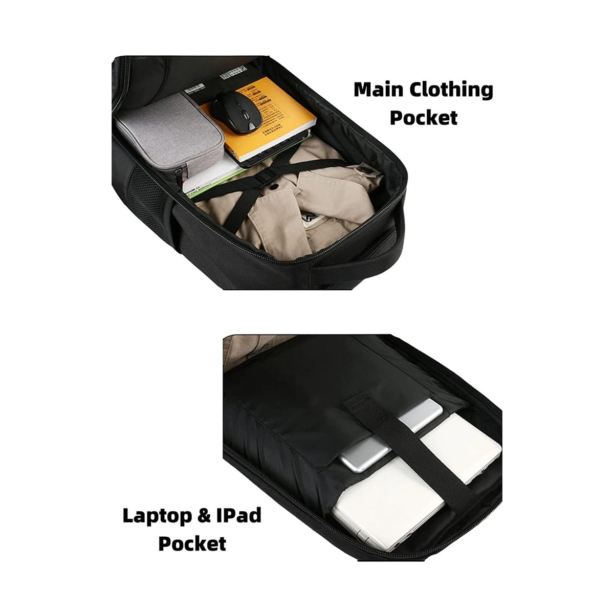 Trolley Backpack 38L Water-Resistant, RFID Safe & Anti-Theft Hybrid Travel Bag with Rubber Wheels, Black