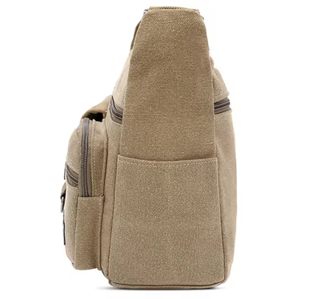 Vintage Crossbody Messenger Shoulder Bag, Multi-Pocket Design for Everyday, School & Business Use