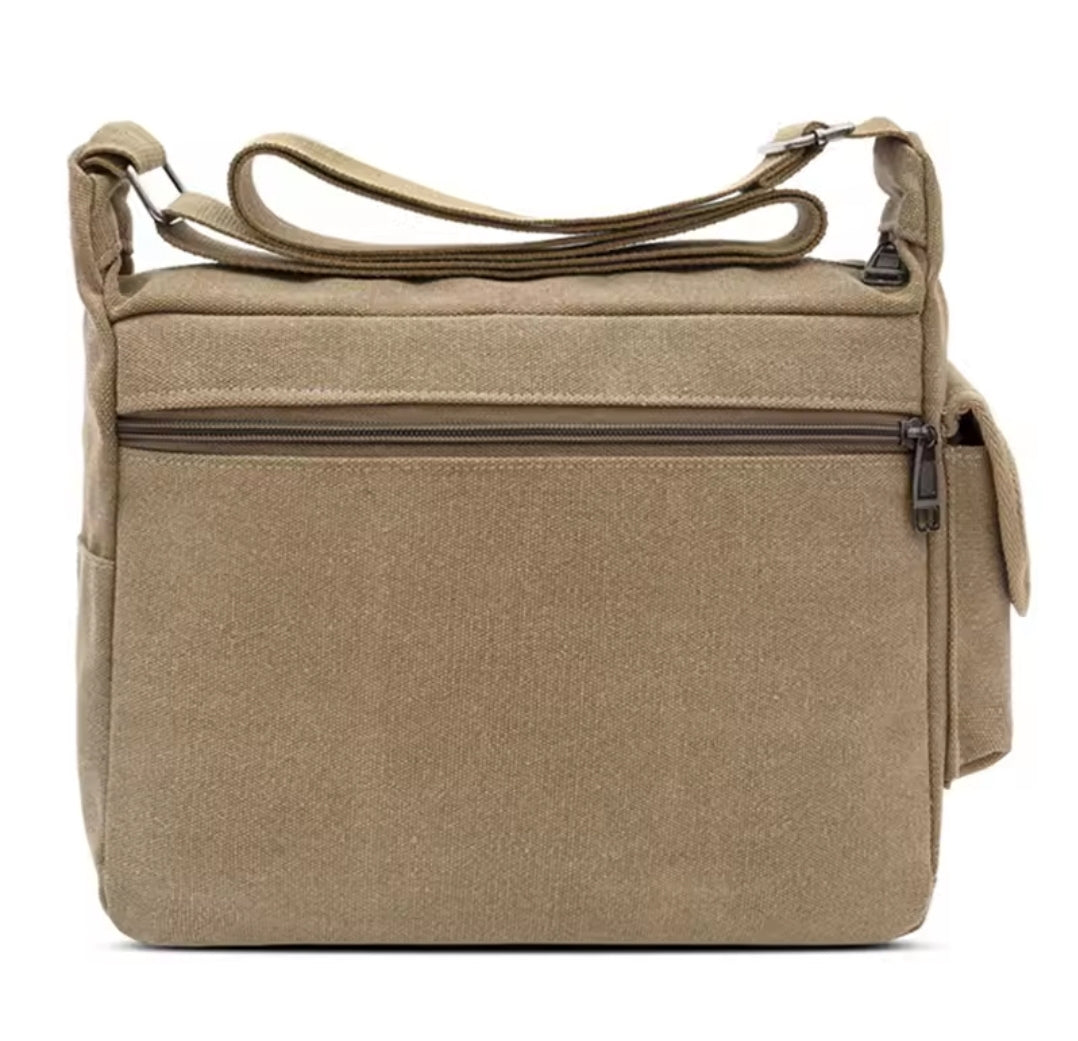 Vintage Crossbody Messenger Shoulder Bag, Multi-Pocket Design for Everyday, School & Business Use