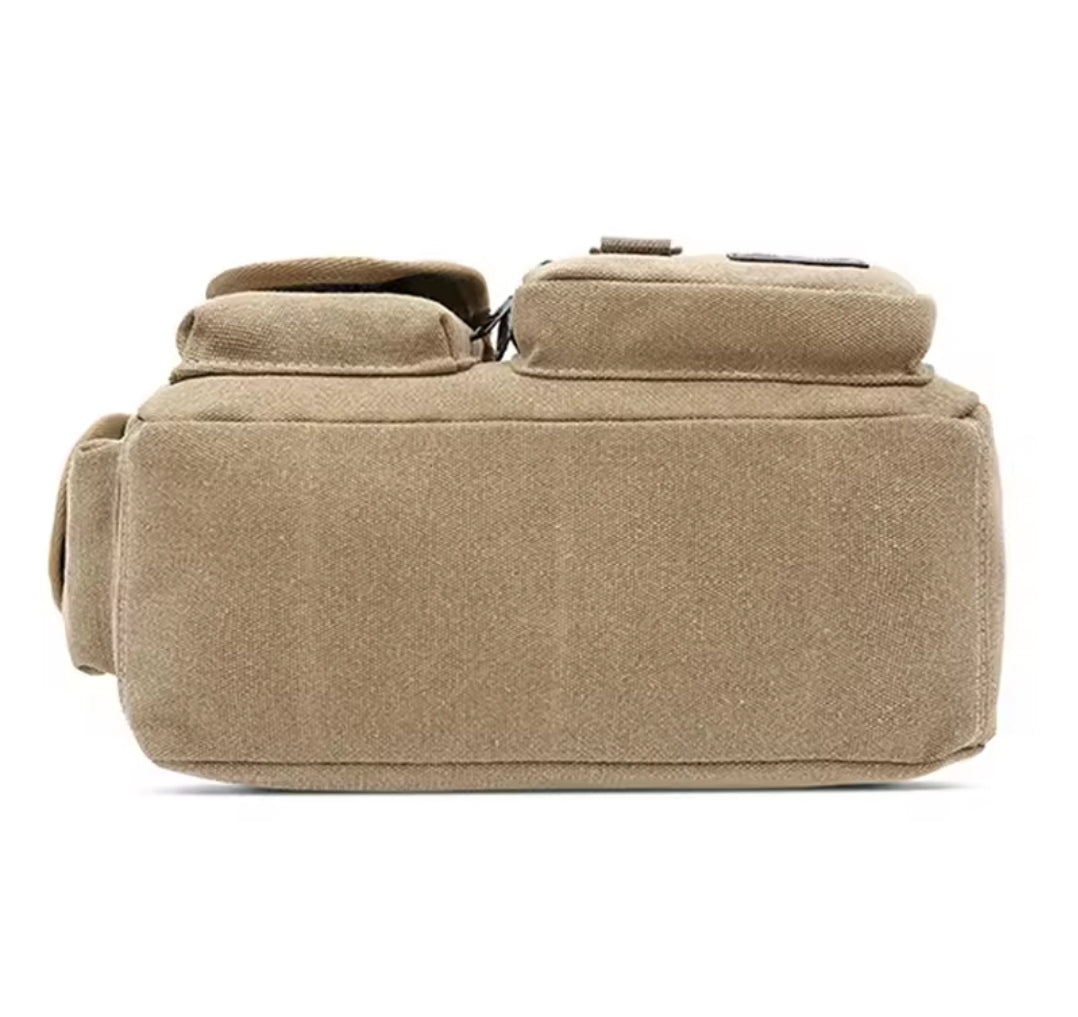 Vintage Crossbody Messenger Shoulder Bag, Multi-Pocket Design for Everyday, School & Business Use