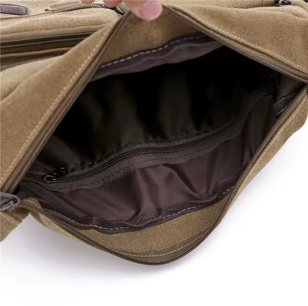 Vintage Crossbody Messenger Shoulder Bag, Multi-Pocket Design for Everyday, School & Business Use