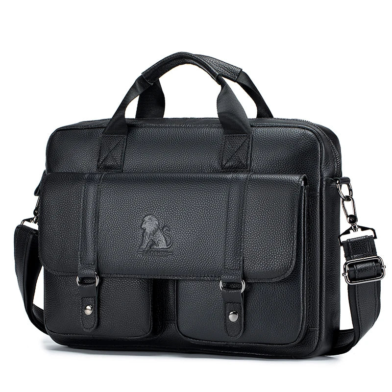 Executive Leather Men’s Briefcase – Elegant, Spacious Shoulder Bag with Organized Pockets for Daily Use