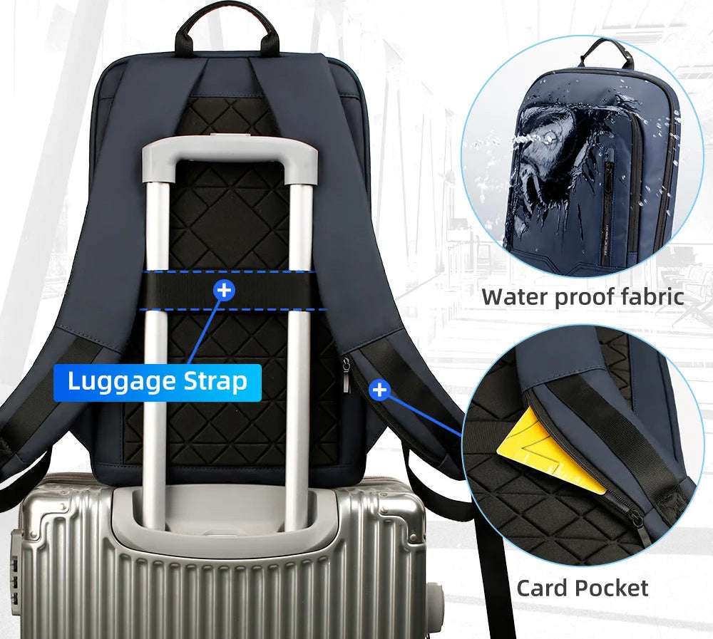 Slim Laptop Backpack 15 Inch – USB Type-C Ports, Water-Resistant, Sleek Lightweight Design