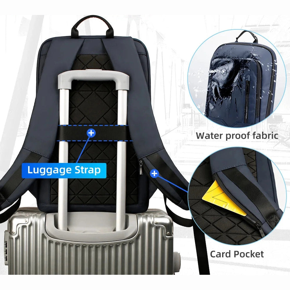 Slim Laptop Backpack 15 Inch – USB Type-C Ports, Water-Resistant, Sleek Lightweight Design