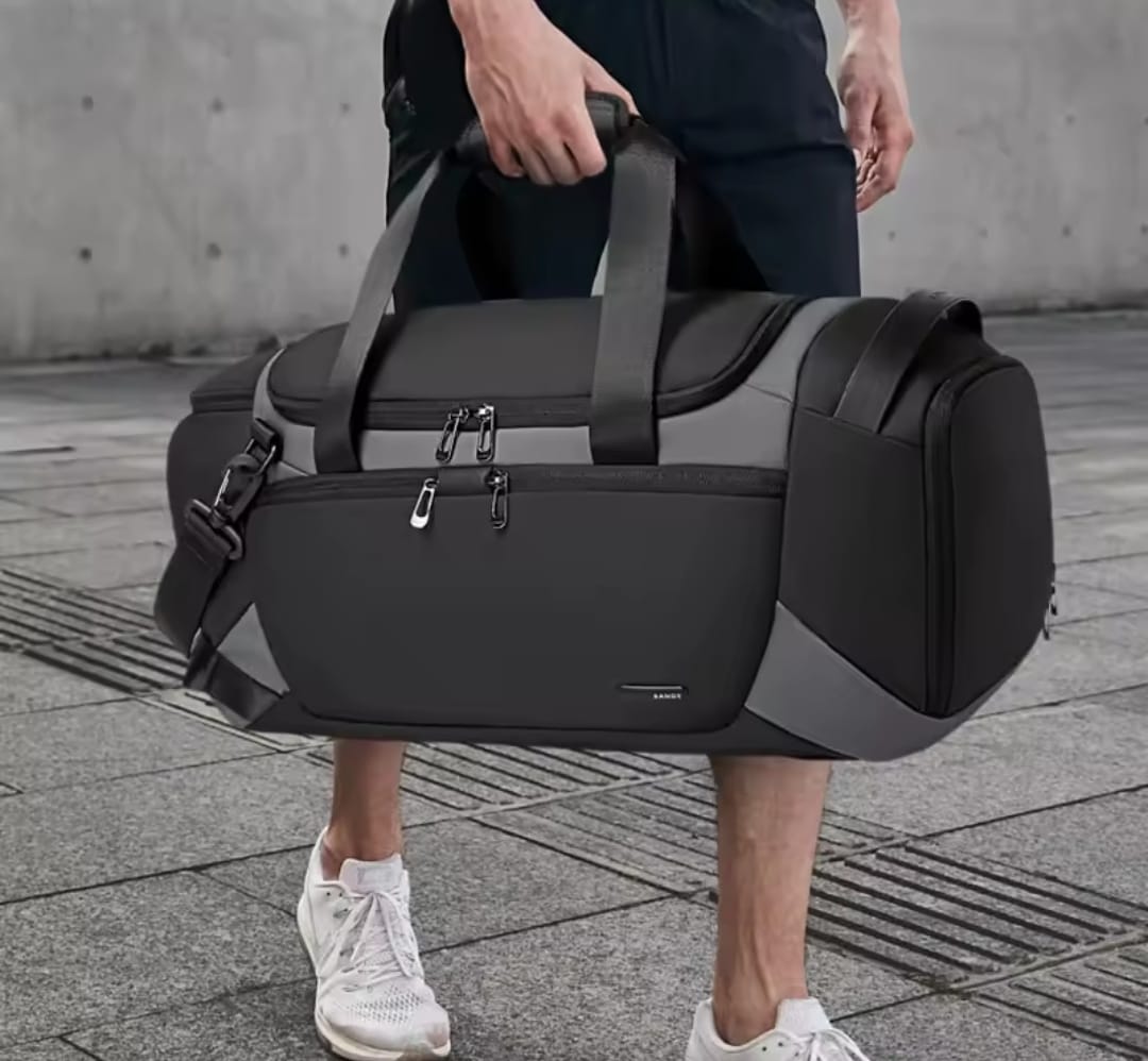 Men’s Sports Duffel Bag – Water-Resistant Gym Bag with Dry/Wet Separation & Extra Side Shoe Compartment – Ideal for Travel & Fitness