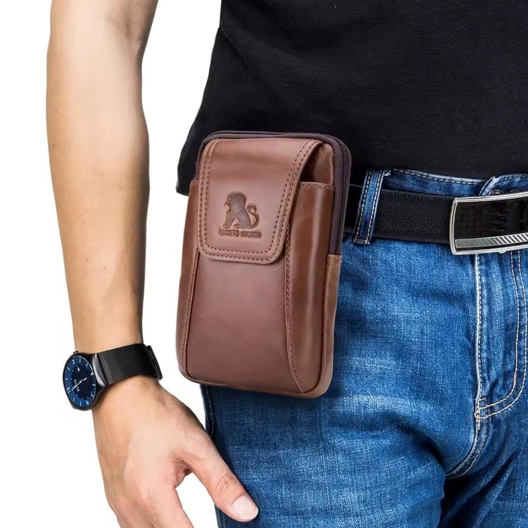 Premium Leather Belt Bag – Lightweight Waist Pack for Mobile Phone, Cards & Keys – Ideal for Hiking, Camping, Climbing & Cycling