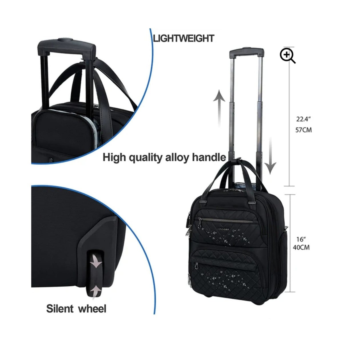 Business Hand Luggage Trolley 40cm – Lightweight, Water-Resistant Carry-On - 15.6" Laptop