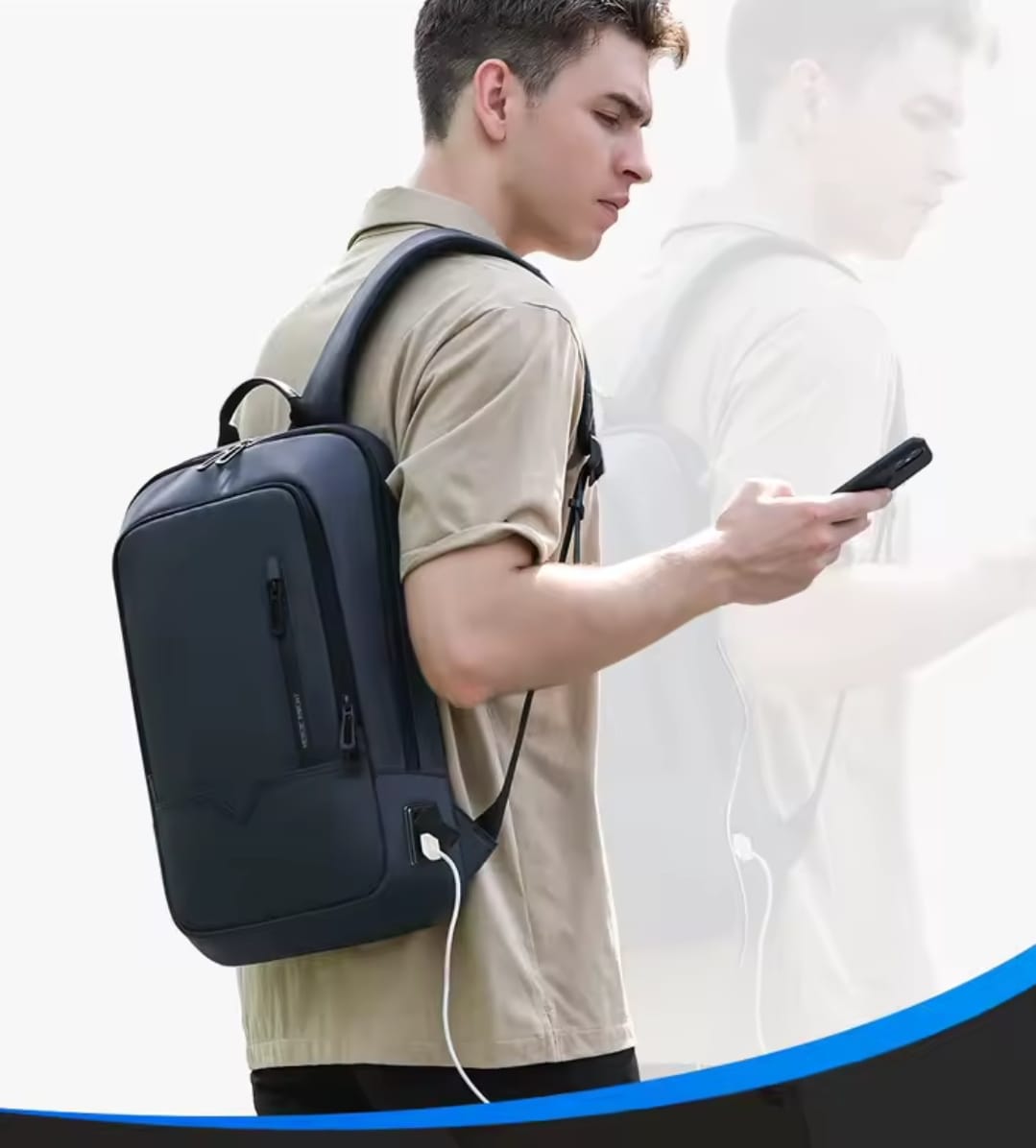 Slim Laptop Backpack 15 Inch – USB Type-C Ports, Water-Resistant, Sleek Lightweight Design