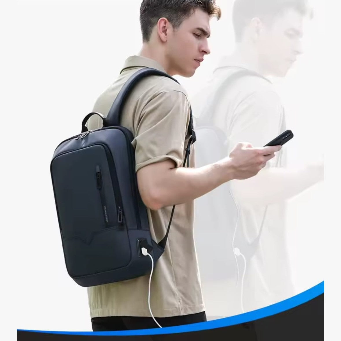 Slim Laptop Backpack 15 Inch – USB Type-C Ports, Water-Resistant, Sleek Lightweight Design