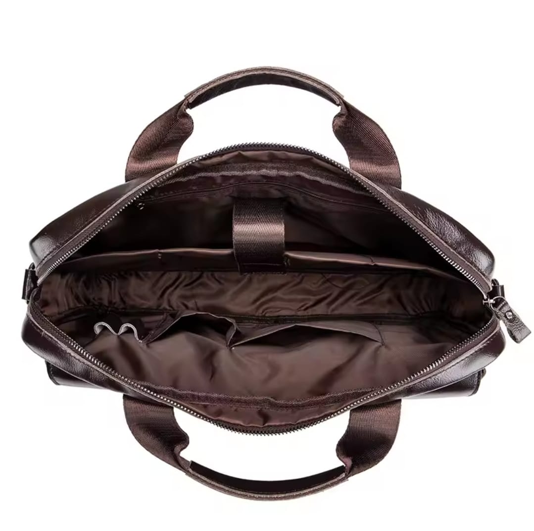 Executive Leather Men’s Briefcase – Elegant, Spacious Shoulder Bag with Organized Pockets for Daily Use