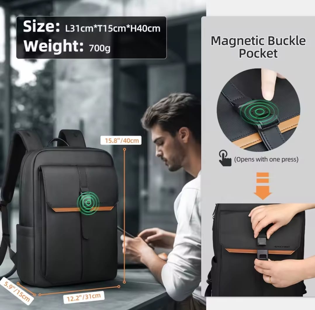 Laptop Backpack with 15.6" Compartment – Waterproof Flap Design, Multiple Pockets & Ultralight Daypack for Travel, Work & Everyday Use