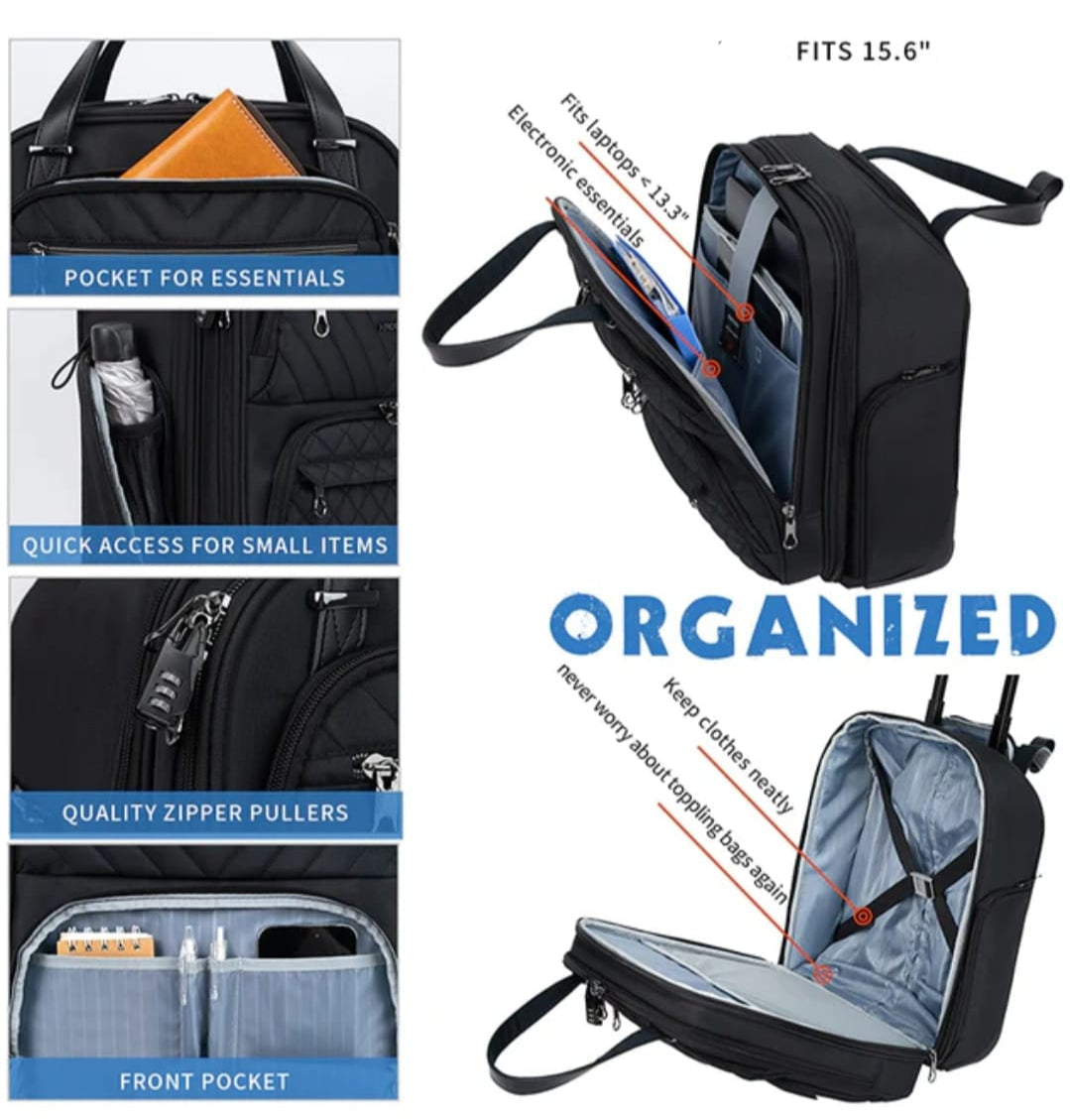 KROSER Business Hand Luggage Trolley 40cm – Lightweight, Water-Resistant Carry-On - 15.6" Laptop Compartment