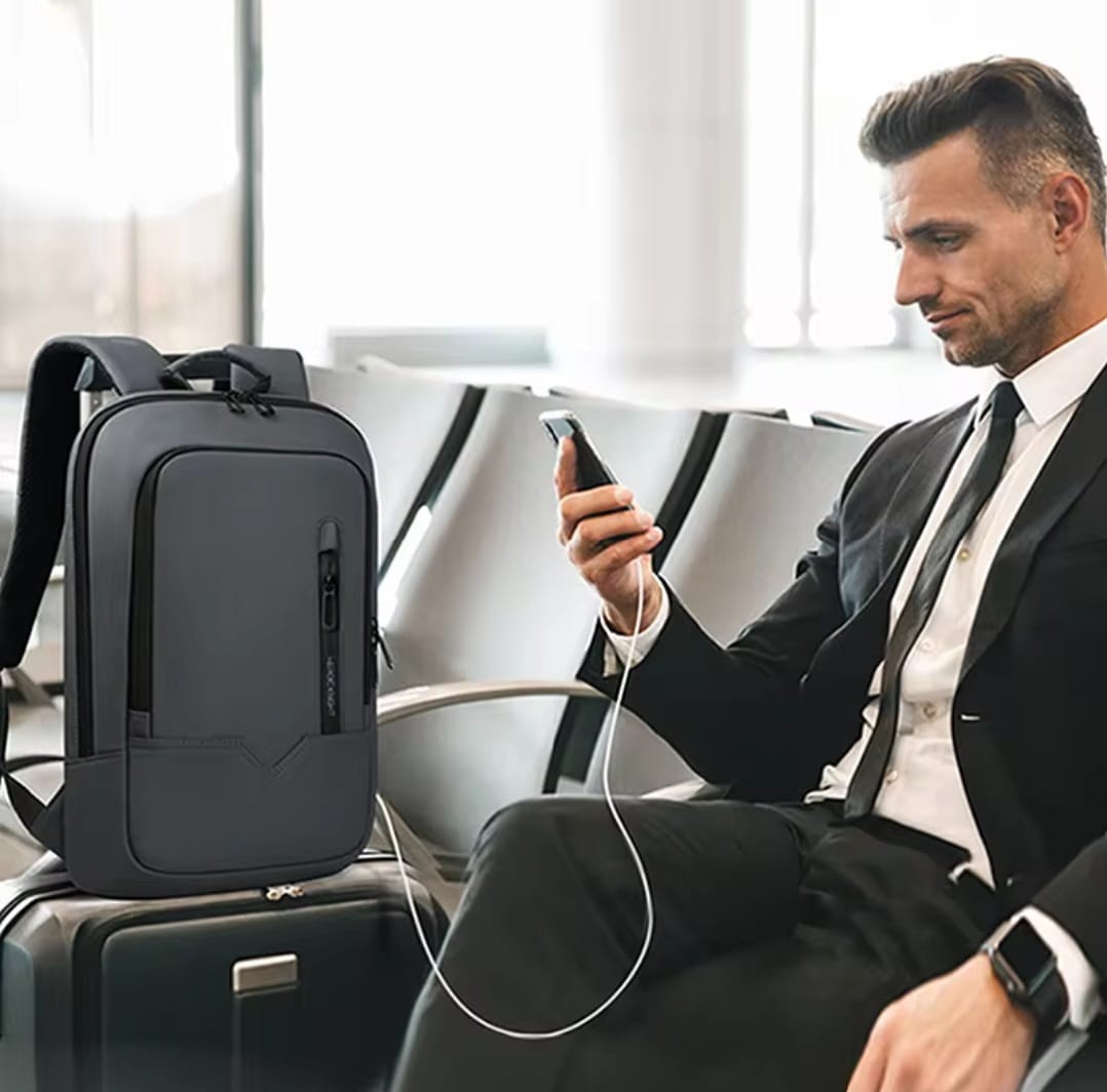 Slim Laptop Backpack 15 Inch – USB Type-C Ports, Water-Resistant, Sleek Lightweight Design