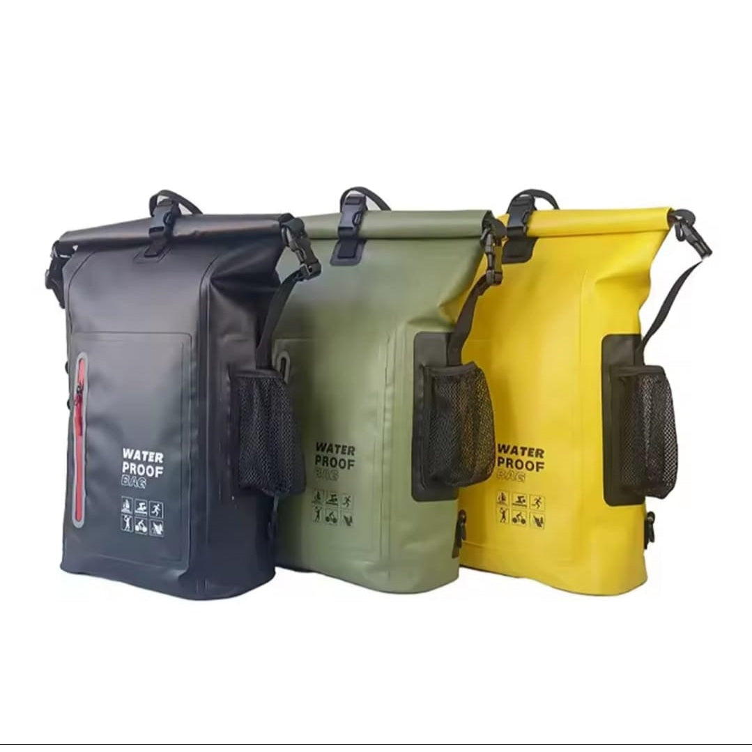 Fully Waterproof Rolltop Backpack with Front & Side Pockets – Boating, Kayaking & Cycling