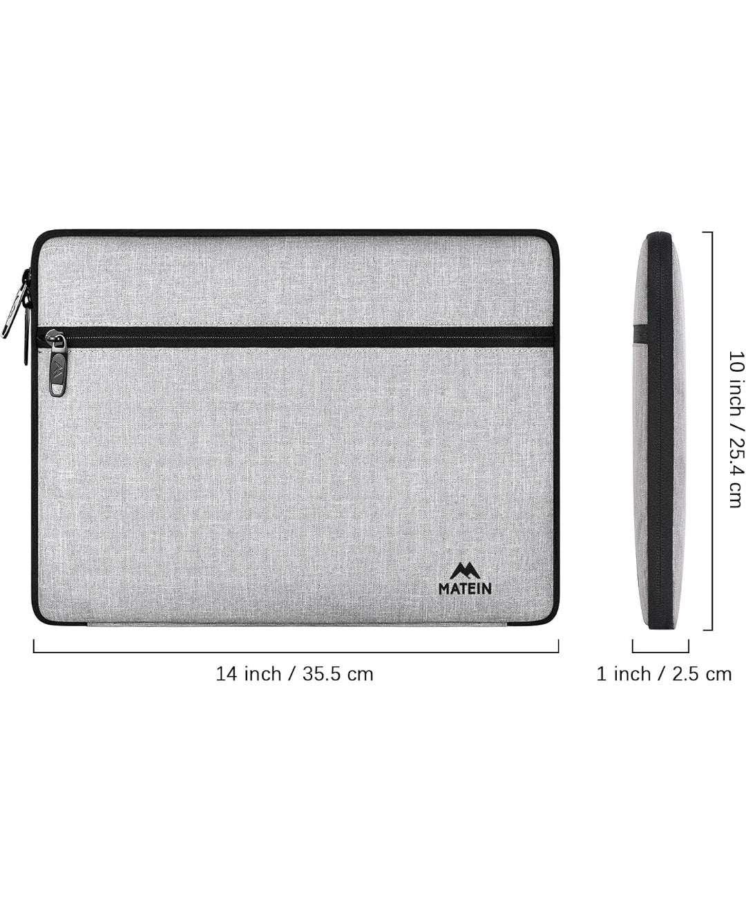 Matein 14-Inch Laptop Sleeve - Water Resistant & Stylish with Soft Lining – Fits MacBook Air/Pro – Grey