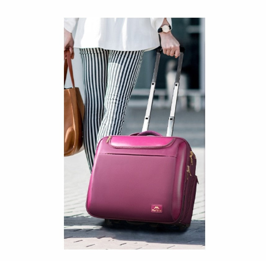 Matein 17-Inch Laptop Trolley for Women Water-Resistant, Anti-Theft & Spacious with Rubber Wheels Includes 3-Piece Storage Set – Purple