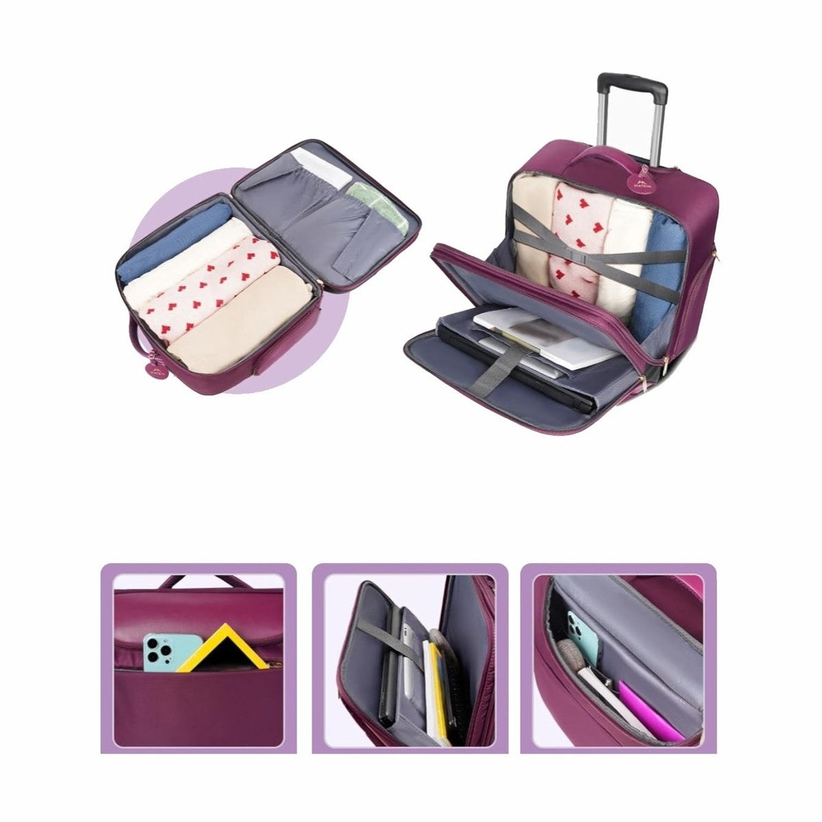 Business Laptop Trolley 17-Inch Laptop Trolley Water-Resistant, Anti-Theft & Spacious