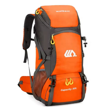 Travel Backpack 50L – Waterproof with Side Pockets, Walking Stick Straps & Multiple Compartments for Hiking & Outdoor Adventures