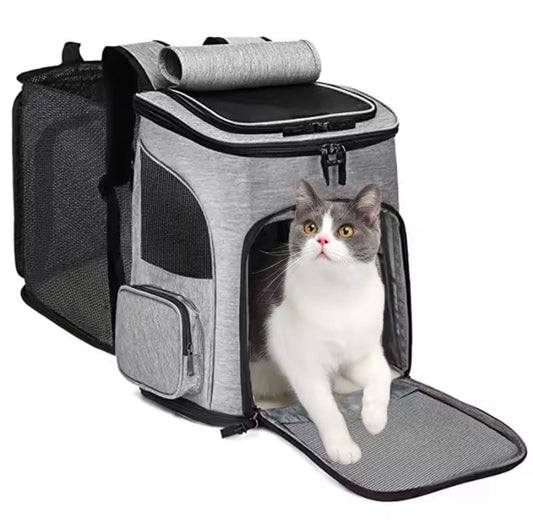 Expandable Pet Travel Backpack – Breathable, Foldable Carrier Bag for Small Cats & Dogs