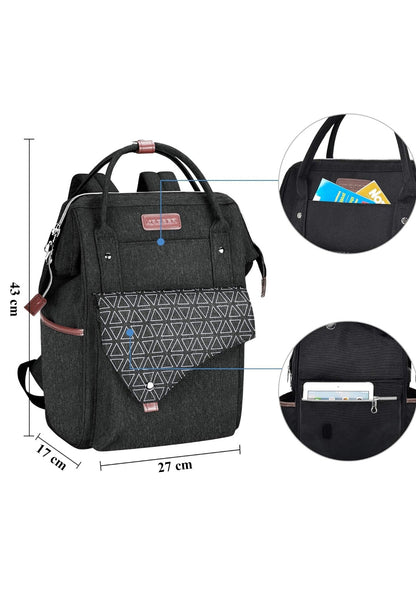 Kroser 15.6-Inch Laptop Bag Lightweight, Water-Resistant Shoulder Backpack with USB Port – Unisex, Black