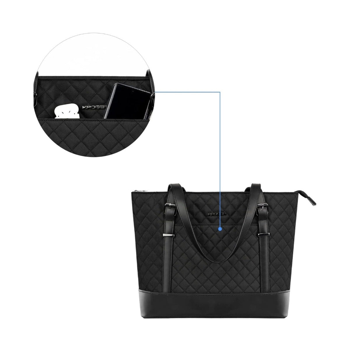 Women’s Laptop Handbag 15.6 Inch Waterproof & Lightweight USB Port – Black