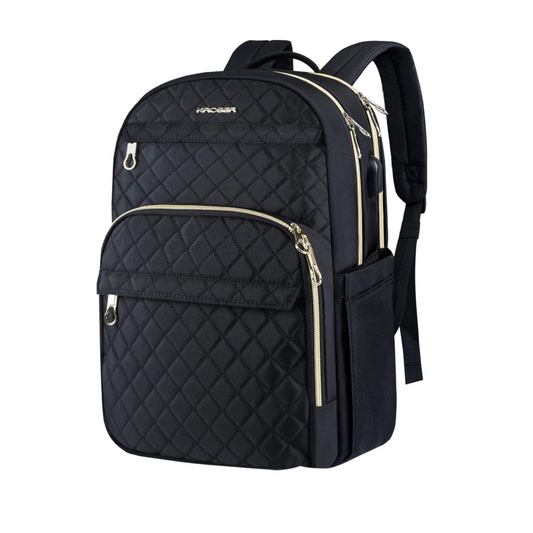 Kroser 15.6-Inch Laptop Backpack Water-Resistant, Lightweight & Spacious with Gold Zippers – Unisex, Black