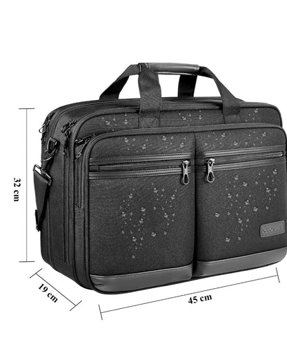 Kroser Business Laptop Briefcase - 17-Inch - Shoulder Bag, Expandable, Water-Resistant & RFID Protected, Leather Look, Lightweight Business Briefcase, Black