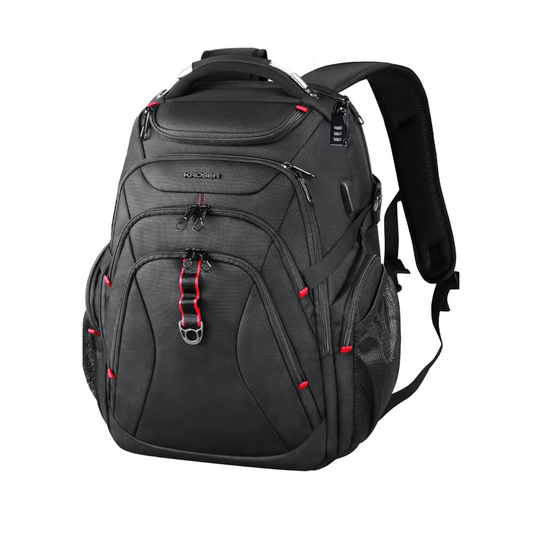 Kroser 50L Travel Laptop Backpack – TSA-Friendly, Water-Resistant, RFID Safe – USB Port & 17 Inch Laptop Compartment – Black