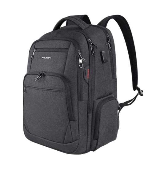 KROSER 17-Inch Travel Laptop Bag – Lightweight, Water-Resistant with Multiple Compartments, Soft Padding, USB Port & Earphone Hole