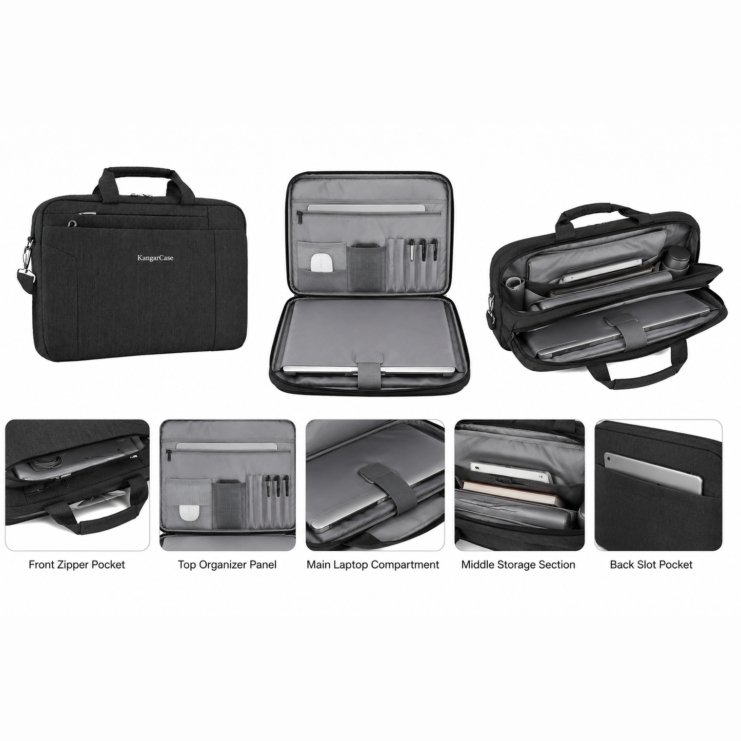 KangarCase Laptop Briefcase 15.6-Inch - RFID Safe – Lightweight