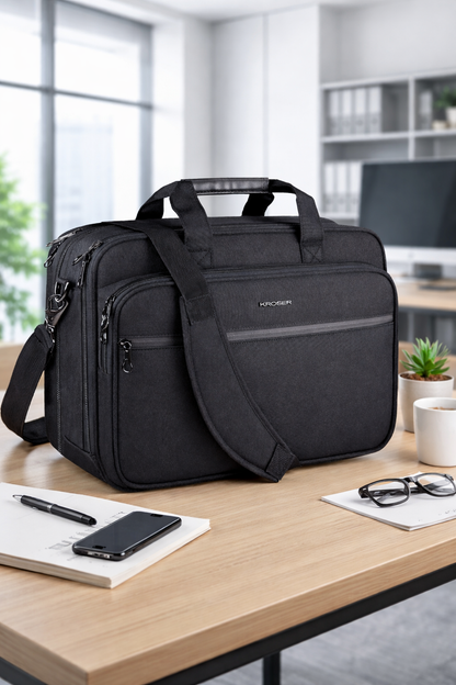 Business Laptop Briefcase - 17 Inch - Water-Resistant - Expandable & RFID Protected
