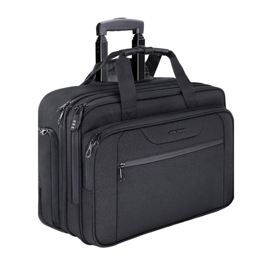 Kroser 17-Inch Laptop Trolley Lightweight Business Travel Case with RFID Blocking - Anti Theft Features & Water-Repellent Design - Black