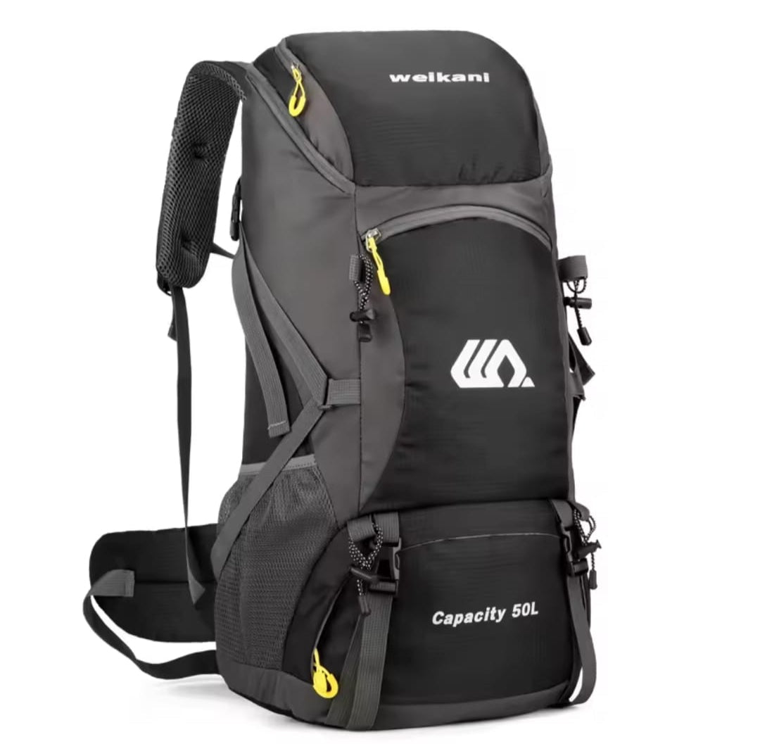 Travel Backpack 50L – Waterproof with Side Pockets, Walking Stick Straps & Multiple Compartments for Hiking & Outdoor Adventures