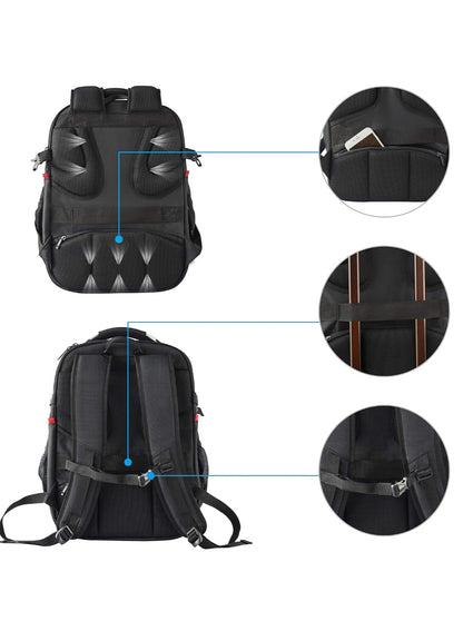 Kroser 50L Travel Laptop Backpack – TSA-Friendly, Water-Resistant, RFID Safe – USB Port - Zip Lock & 17 Inch Laptop Compartment – Black