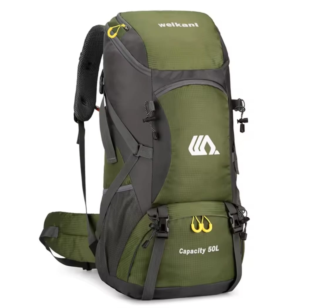 Travel Backpack 50L – Waterproof with Side Pockets, Walking Stick Straps & Multiple Compartments for Hiking & Outdoor Adventures