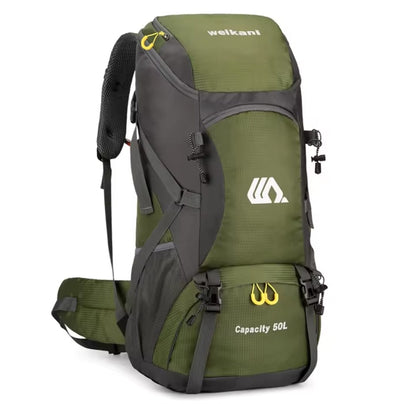 Travel Backpack 50L – Waterproof with Side Pockets, Walking Stick Straps & Multiple Compartments for Hiking & Outdoor Adventures
