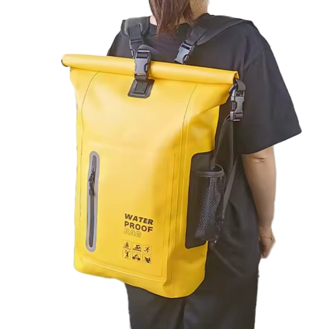 Fully Waterproof Rolltop Backpack with Front & Side Pockets – Durable Outdoor Bag for Boating, Kayaking & Cycling